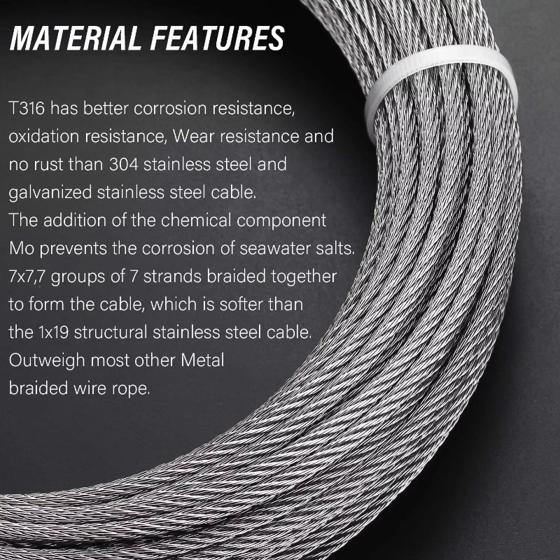 Wire Rope 7X19 Diameter 3.18mm - đánh giá và giá Stainless Wire Ss316